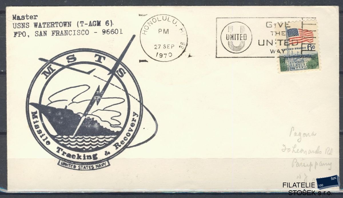 Lodní pošta celistvosti - USA - USS Watertown
