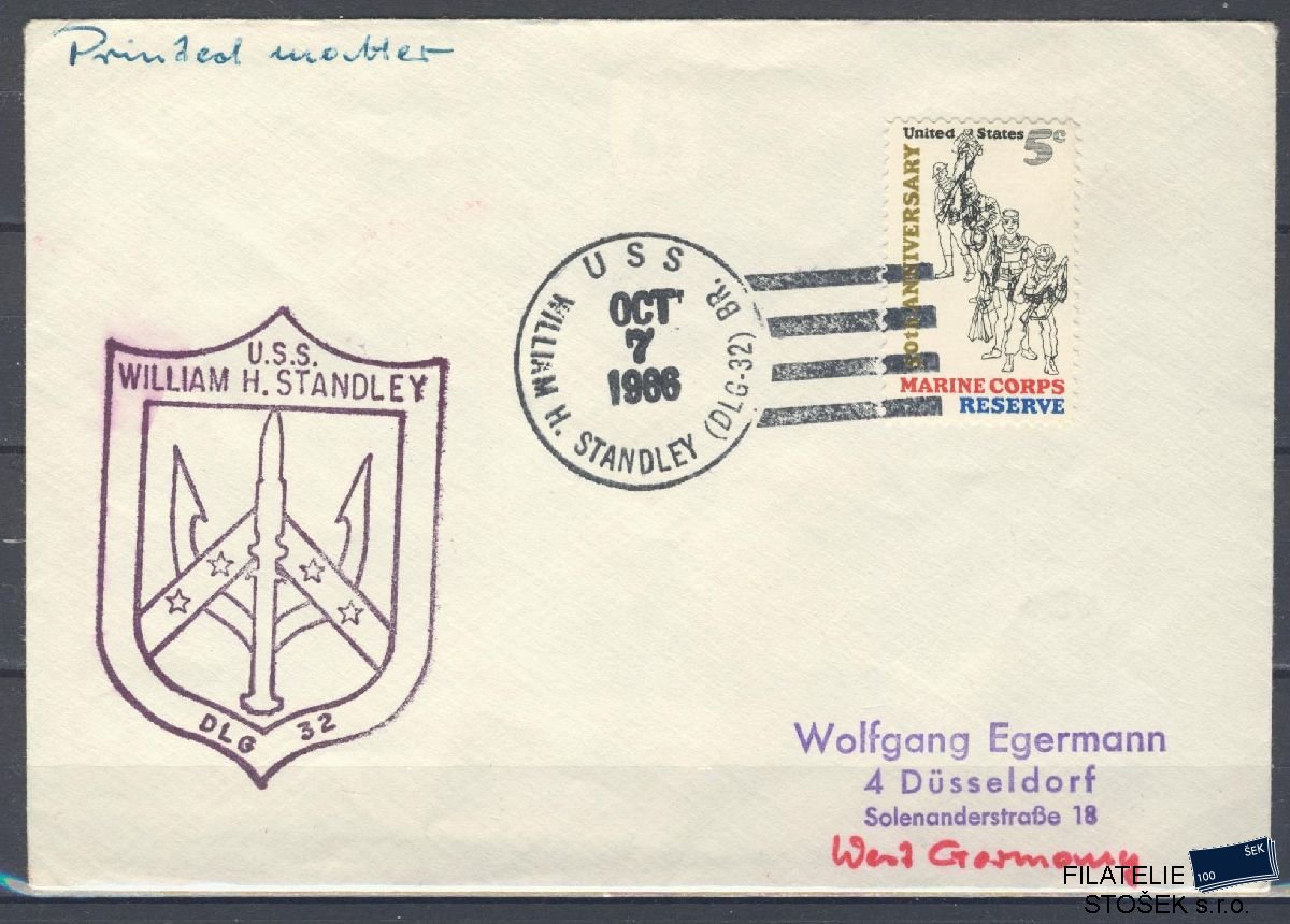 Lodní pošta celistvosti - USA - USS Willam H Standley