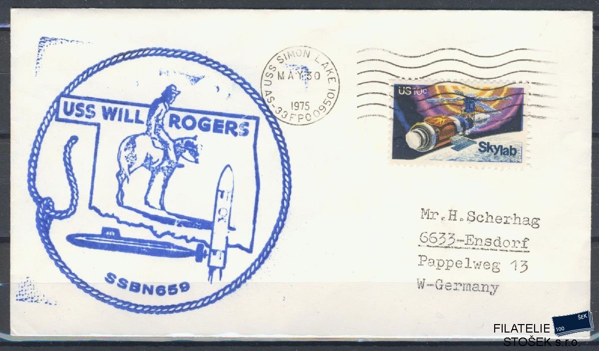 Lodní pošta celistvosti - USA - USS Will Rogers