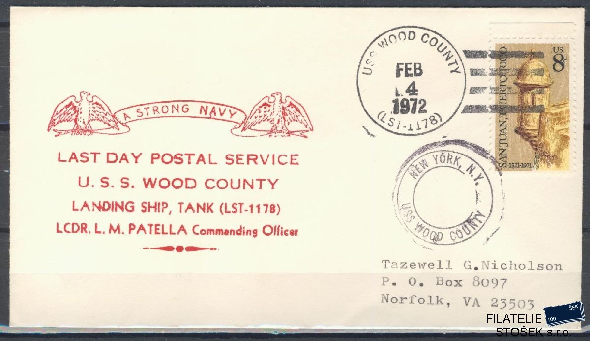 Lodní pošta celistvosti - USA - USS Wood County