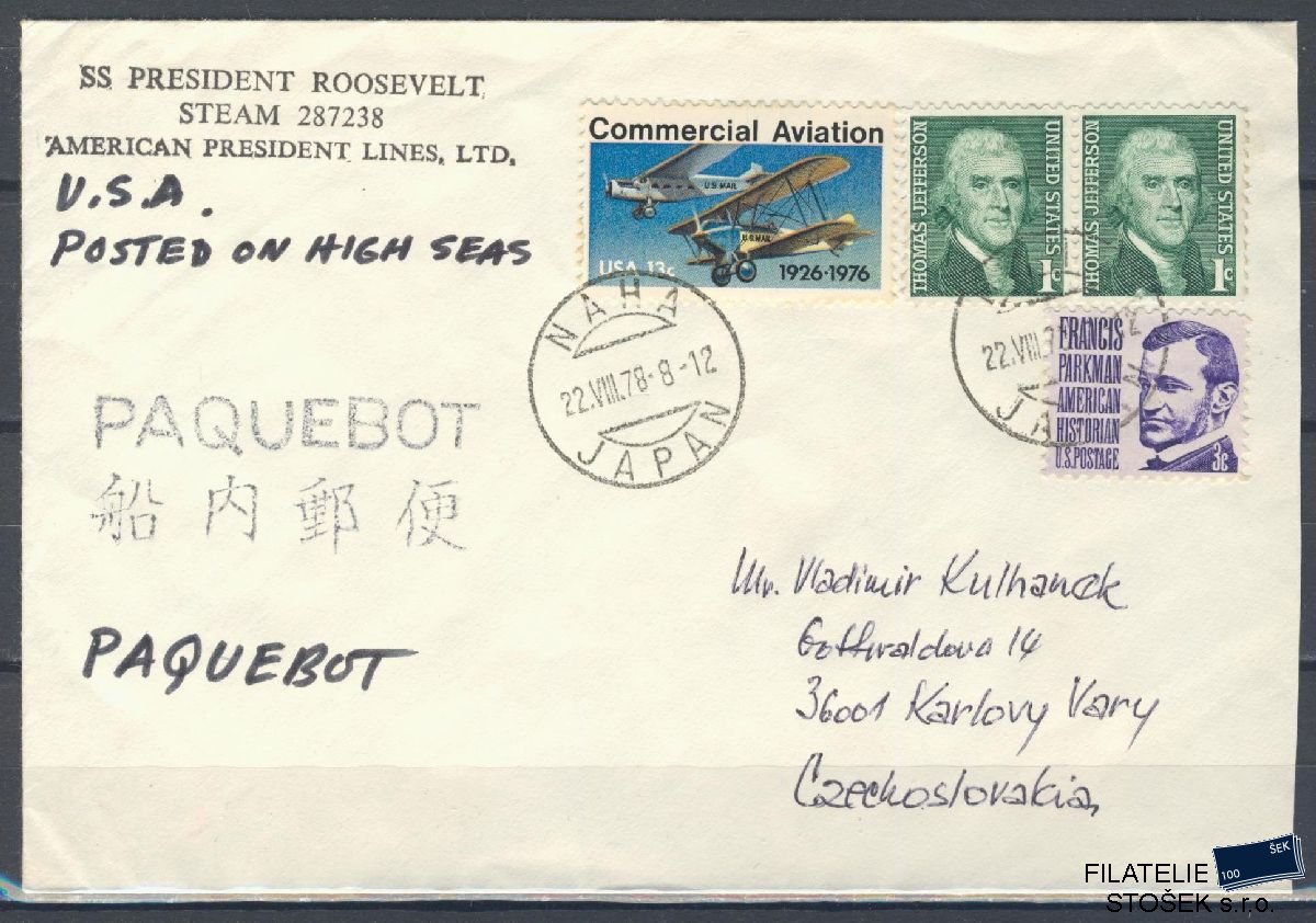 Lodní pošta celistvosti - USA - USS President Roosvelt