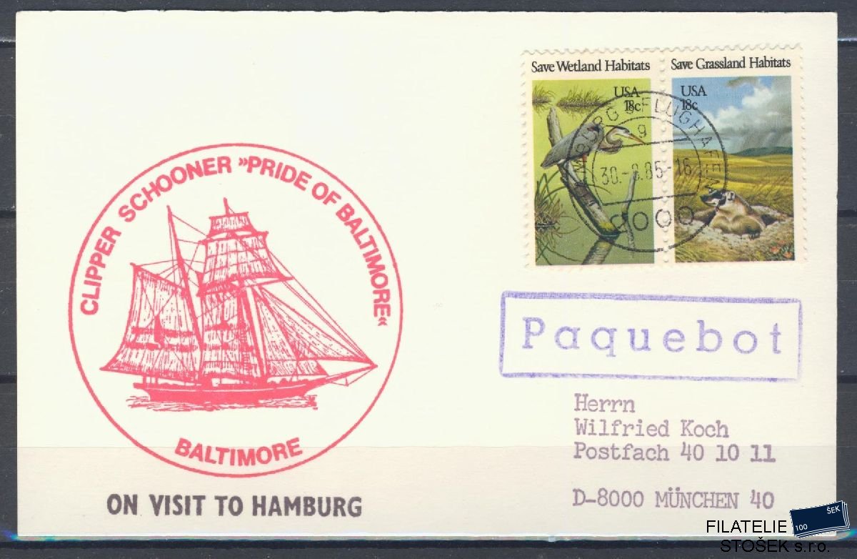 Lodní pošta celistvosti - USA - USS Pride of Baltimore