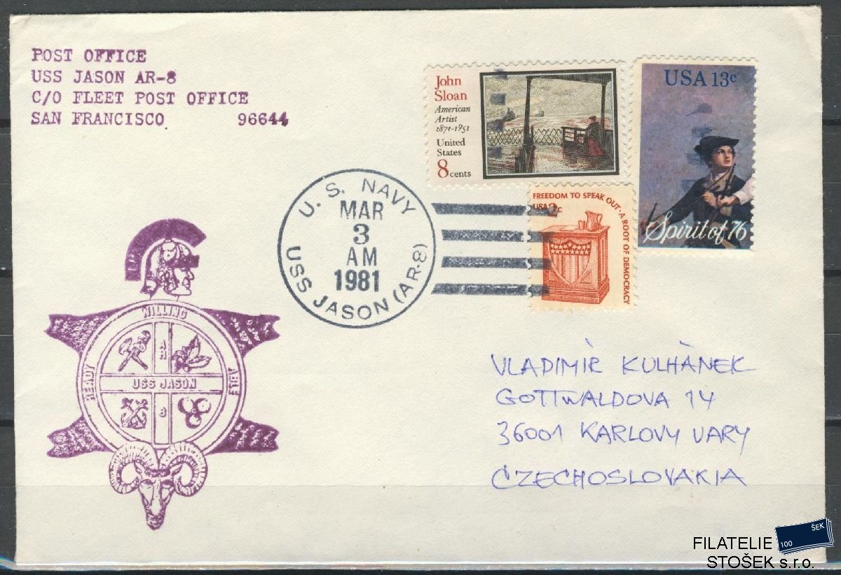 Lodní pošta celistvosti - USA - USS Jason