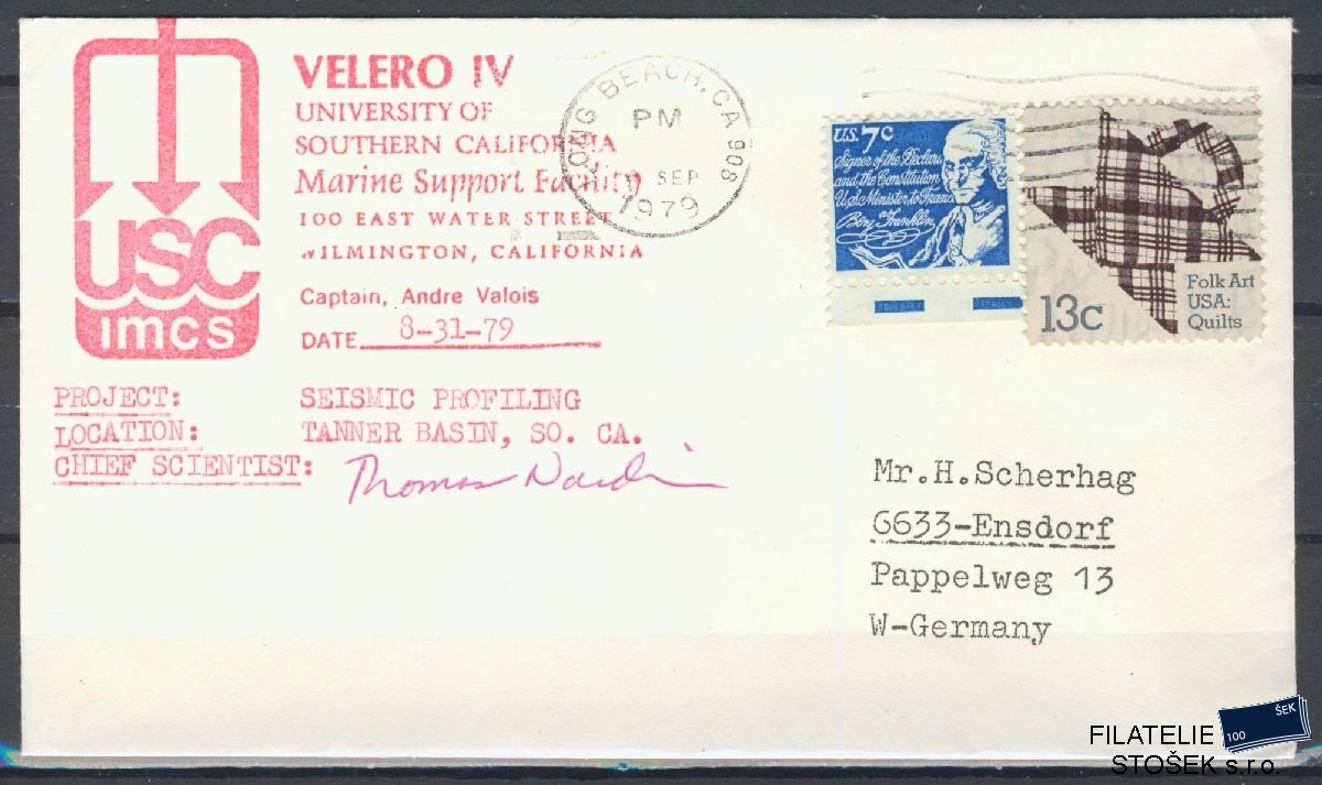 Lodní pošta celistvosti - USA - USS Velero