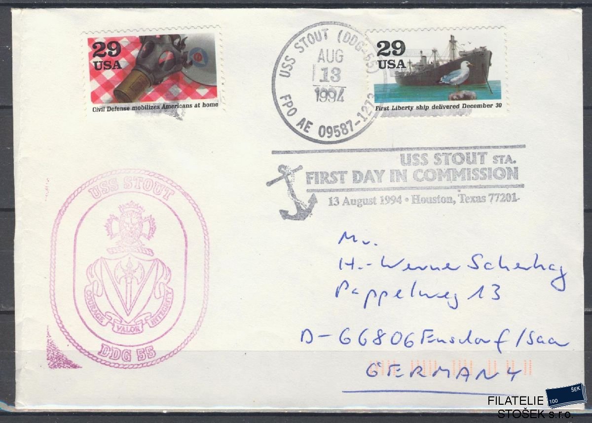 Lodní pošta celistvosti - USA - USS Stout