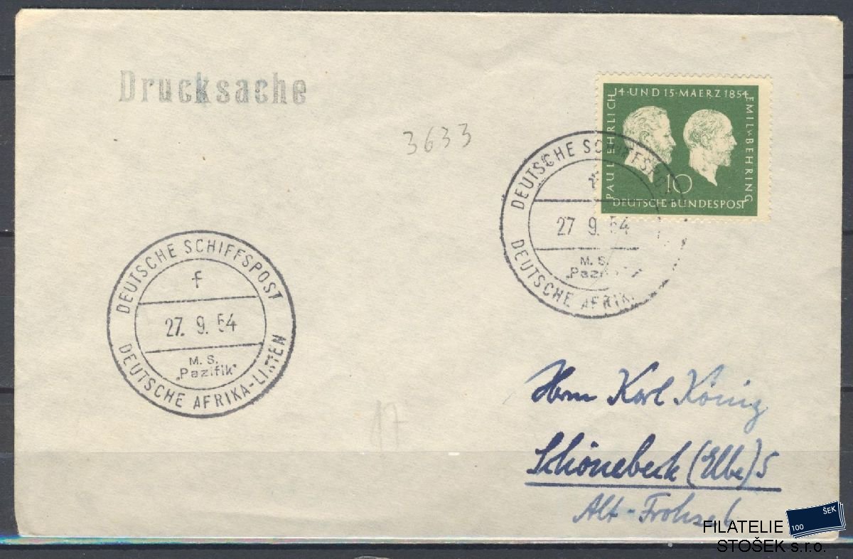 Lodní pošta celistvosti - Deutsche Afrika Linien - MS Pazifik