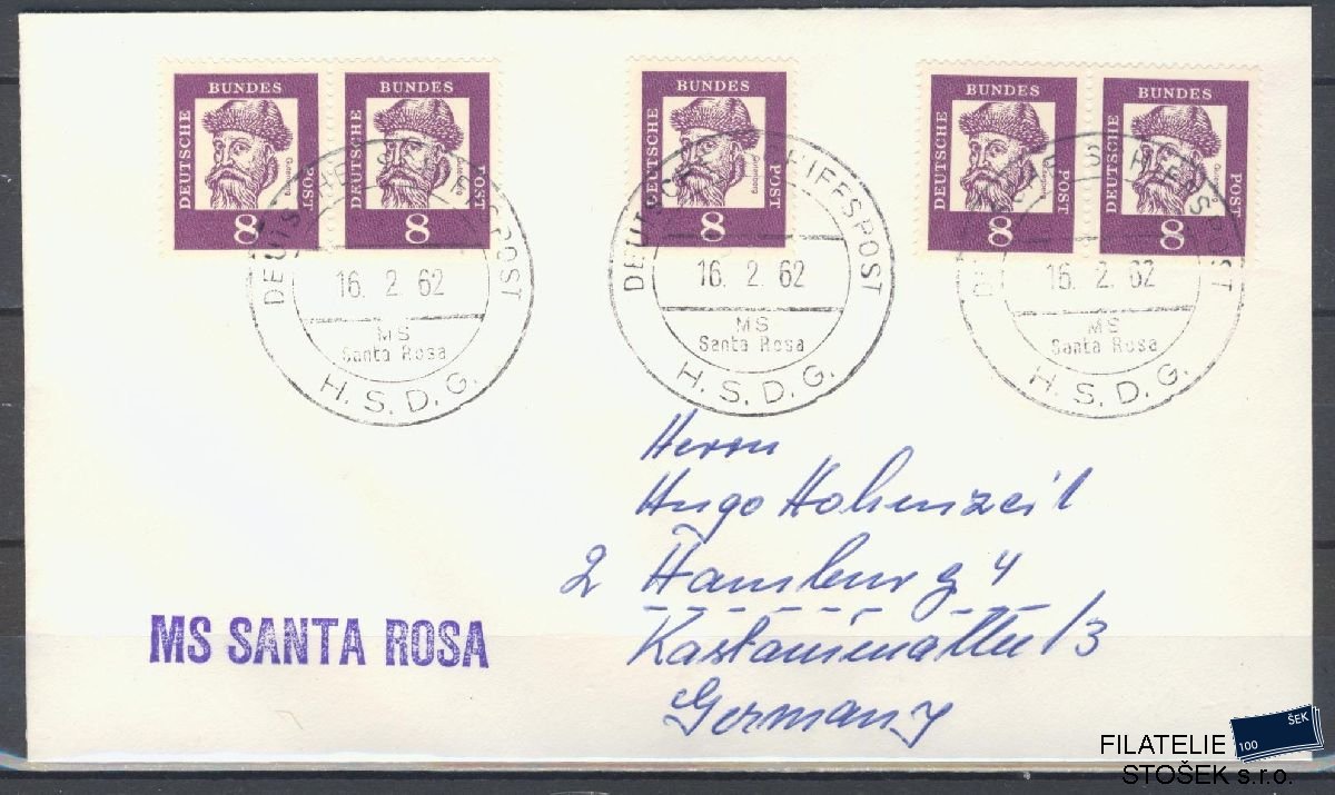 Lodní pošta celistvosti - Deutsche Schifpost - MS Santa Rosa