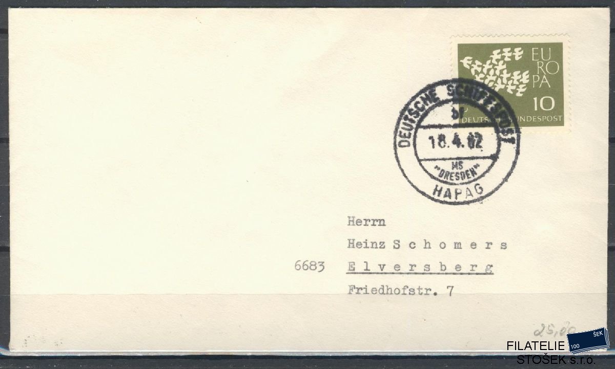 Lodní pošta celistvosti - Deutsche Schifpost - MS Dresden
