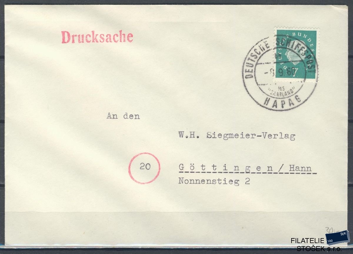 Lodní pošta celistvosti - Deutsche Schifpost - MS Saarland