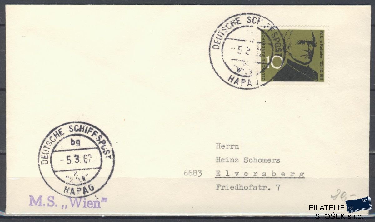 Lodní pošta celistvosti - Deutsche Schifpost - MS Wien