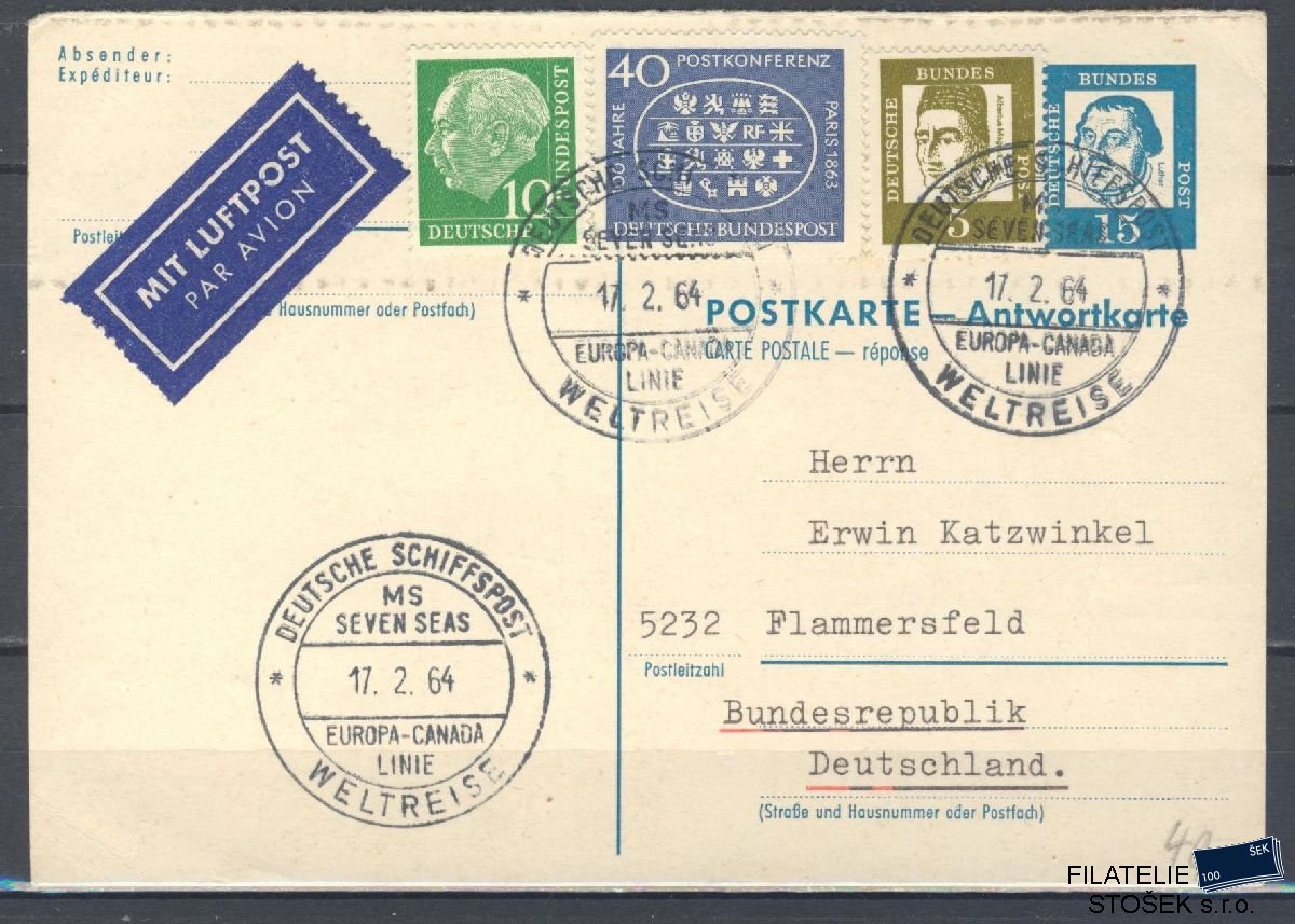 Lodní pošta celistvosti - Deutsche Schifpost - MS Seven Seas