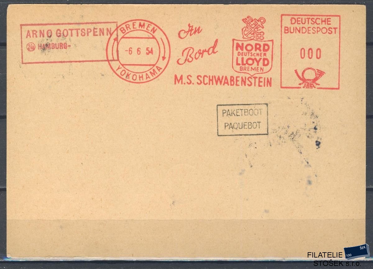 Lodní pošta celistvosti - Deutsche Schifpost - MS Schwabenstein