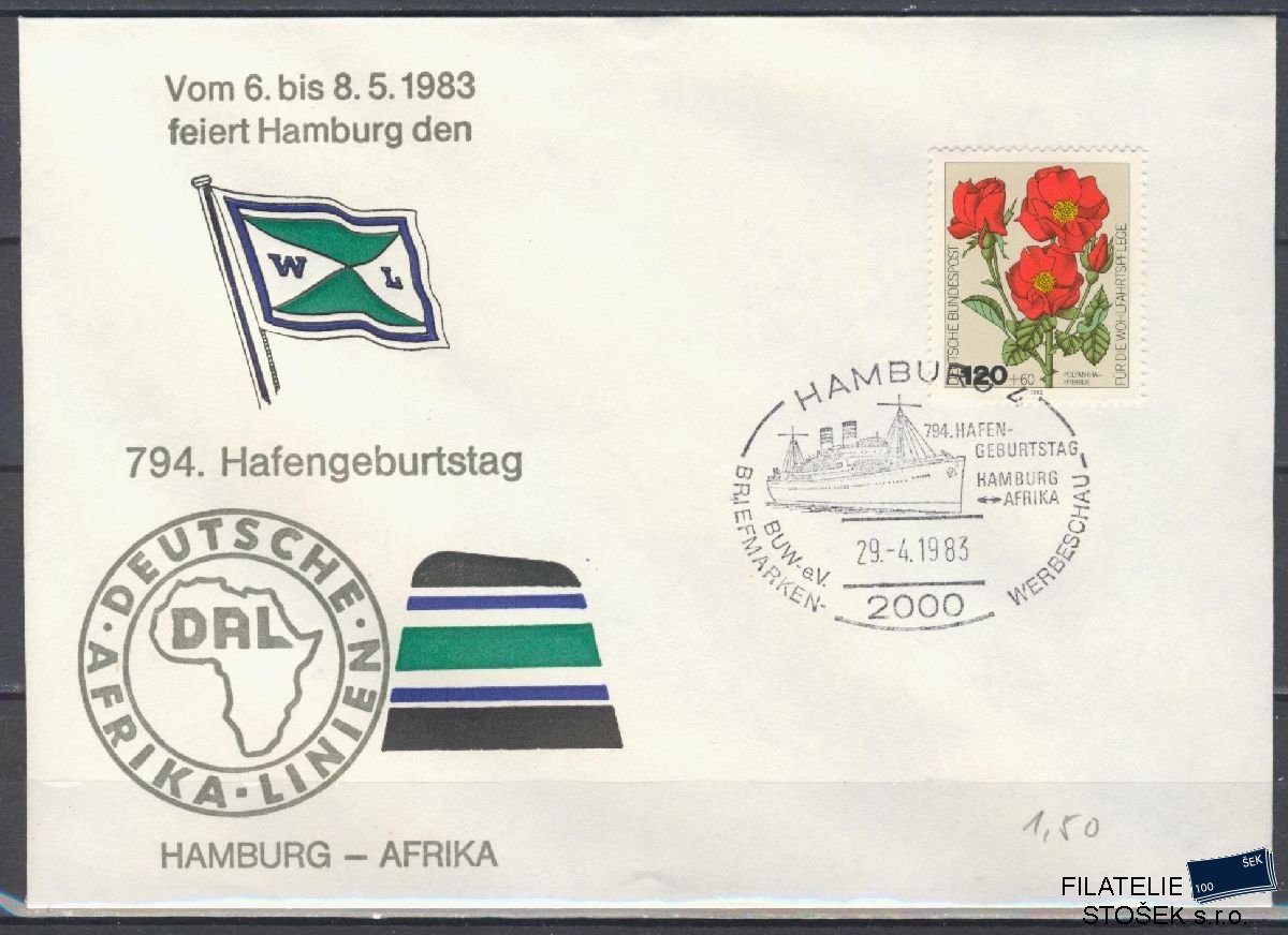 Lodní pošta celistvosti - Deutsche Schifpost - MS Hambug - Afrika