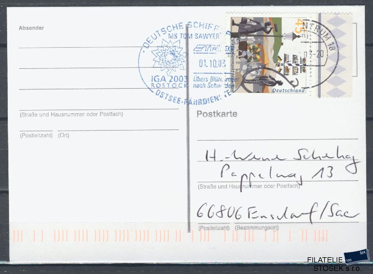 Lodní pošta celistvosti - Deutsche Schifpost - MS Tom Sawyer