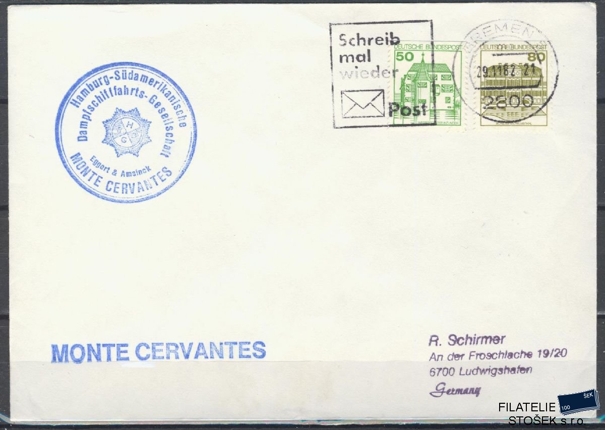 Lodní pošta celistvosti - Deutsche Schifpost - MS Monte Cervantes