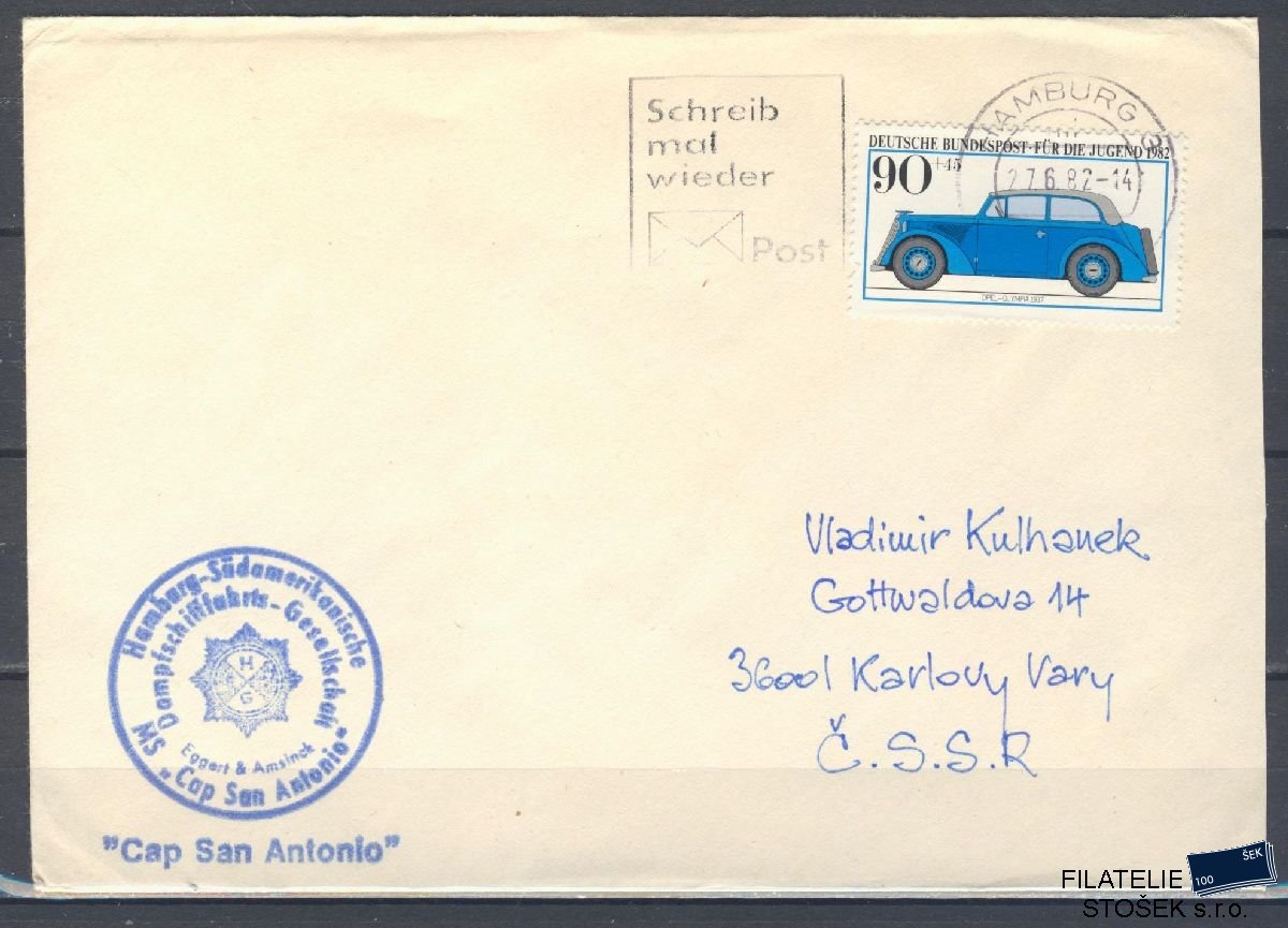 Lodní pošta celistvosti - Deutsche Schifpost - MS Cap San Antonio