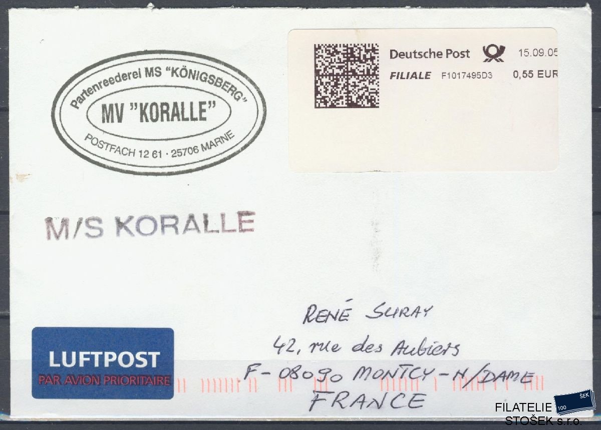 Lodní pošta celistvosti - Deutsche Schifpost - MS Koralle