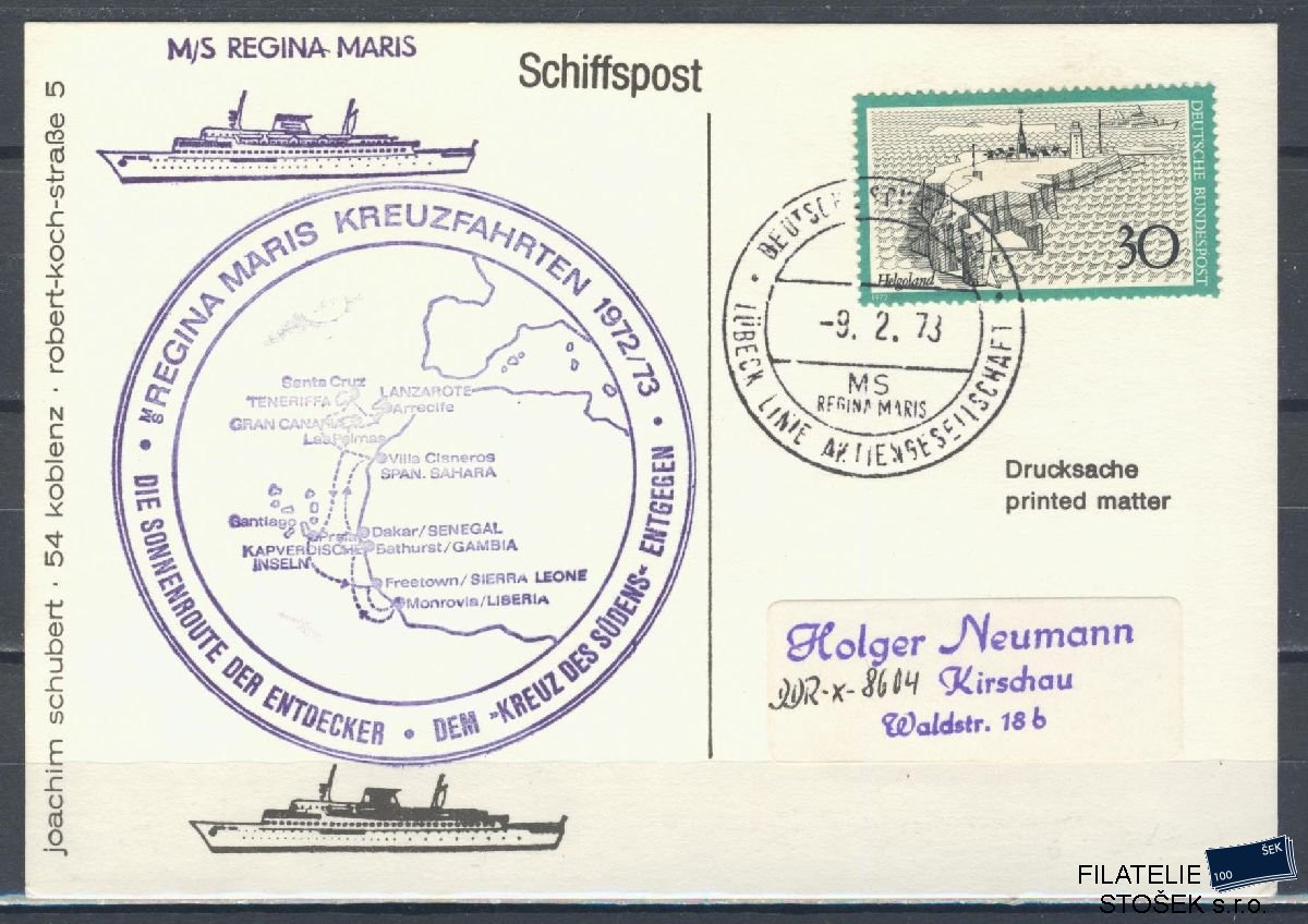 Lodní pošta celistvosti - Deutsche Schifpost - MS Regina Maris