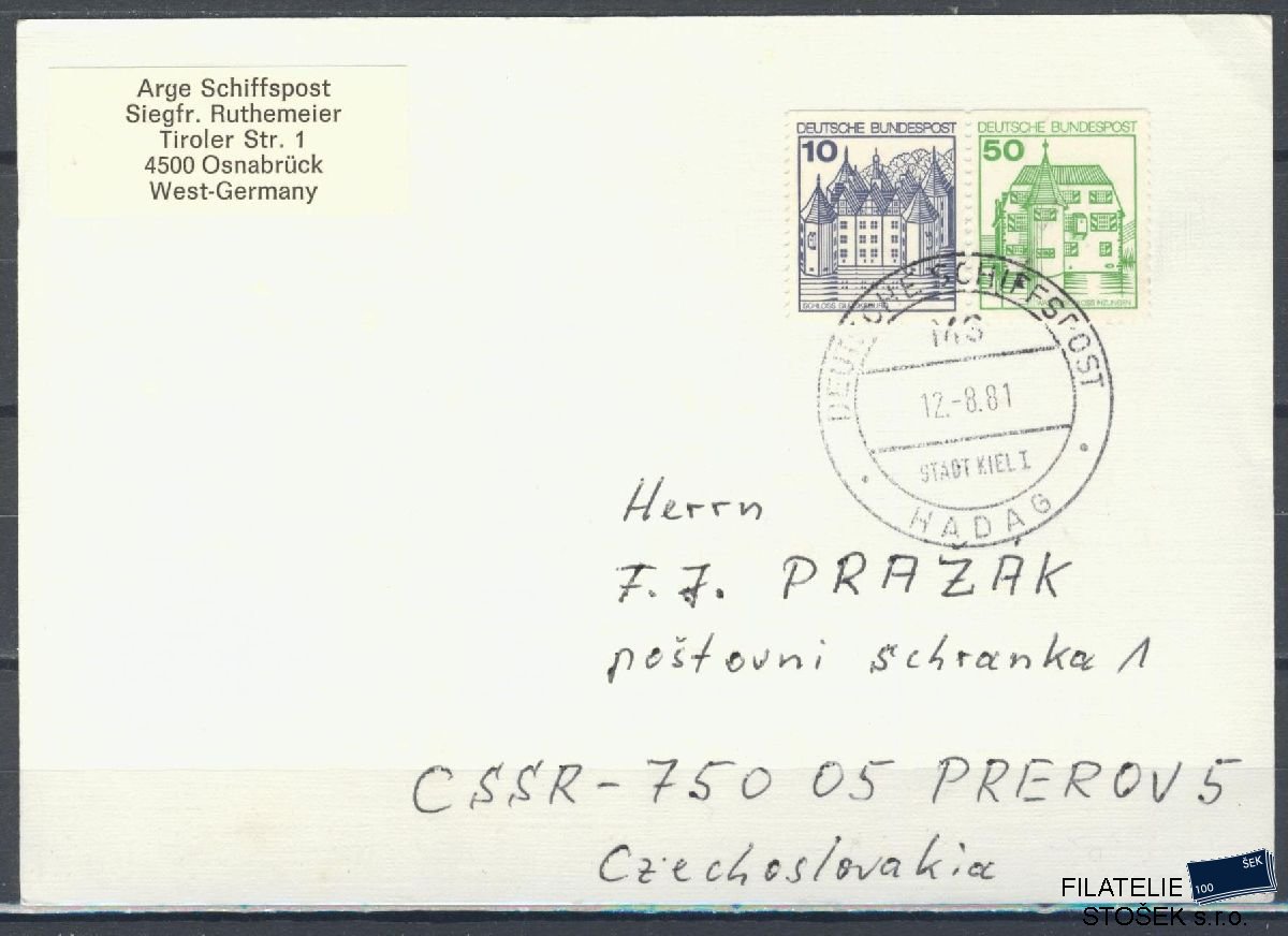 Lodní pošta celistvosti - Deutsche Schifpost - MS Hadag