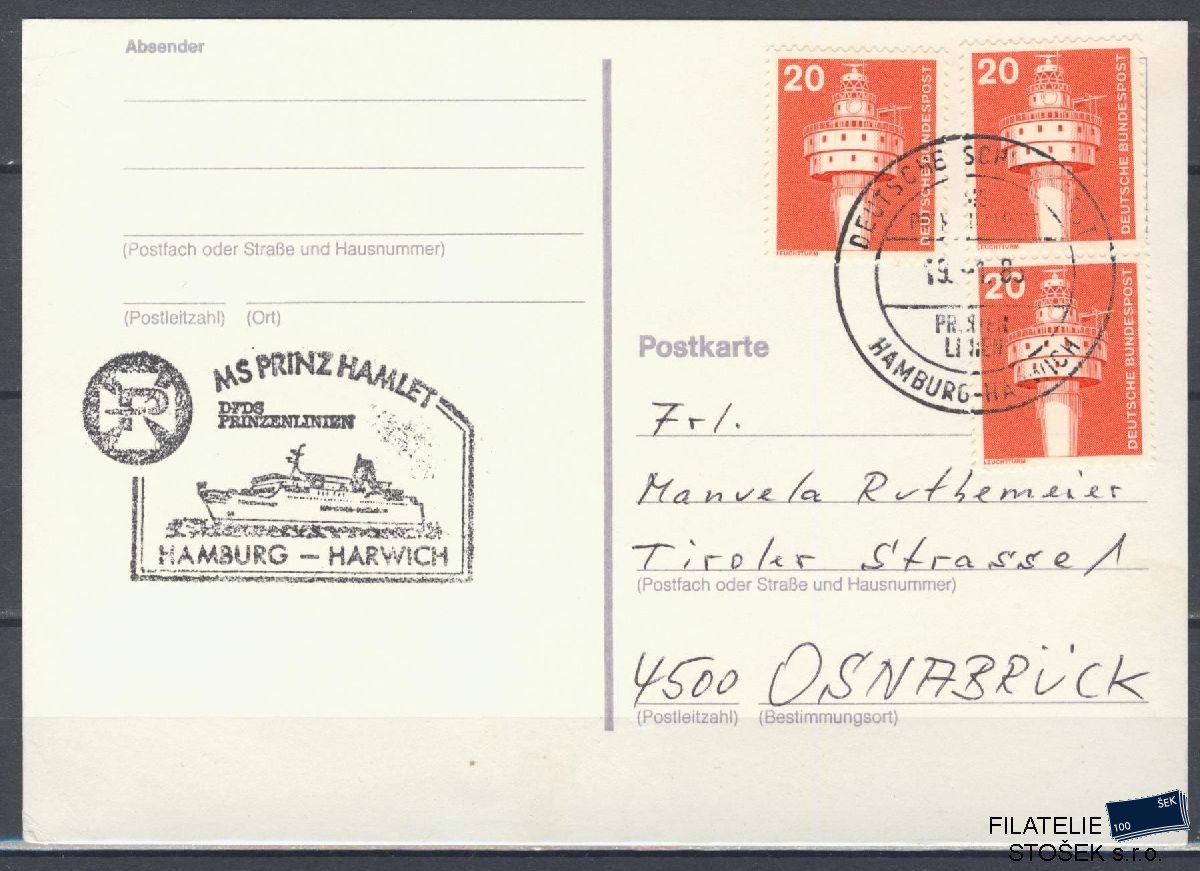Lodní pošta celistvosti - Deutsche Schifpost - MS Prinz Hamlet