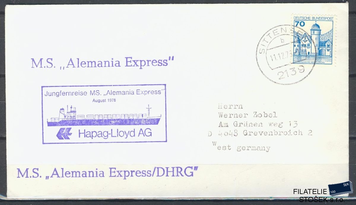Lodní pošta celistvosti - Deutsche Schifpost - MS Alemania Express