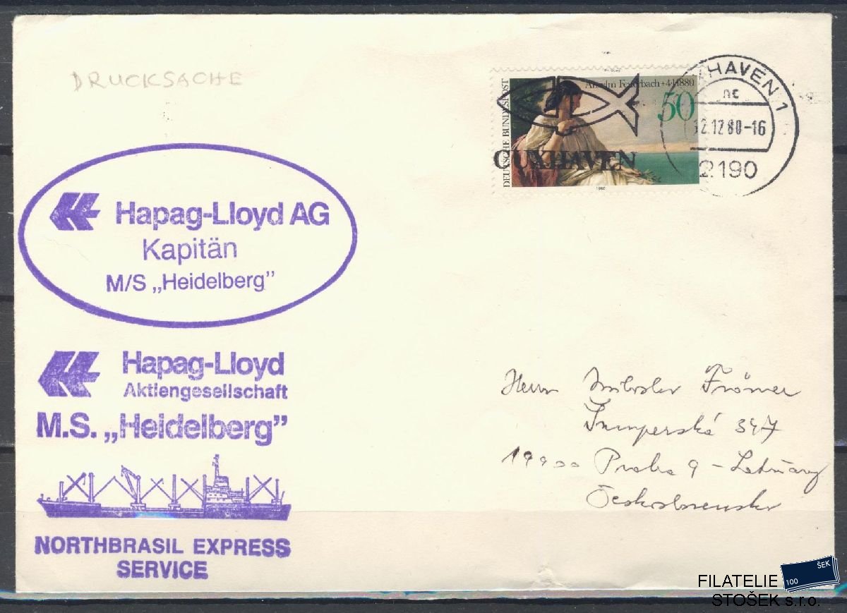 Lodní pošta celistvosti - Deutsche Schifpost - MS Heidelberg