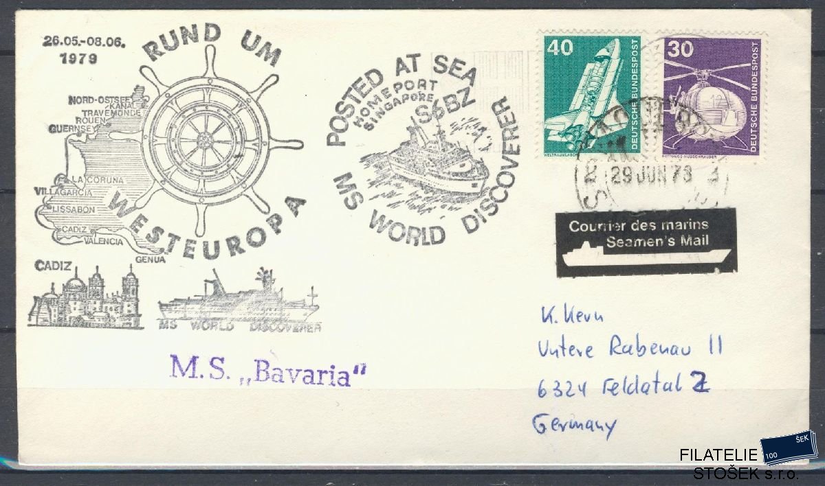 Lodní pošta celistvosti - Deutsche Schifpost - MS Bavaria