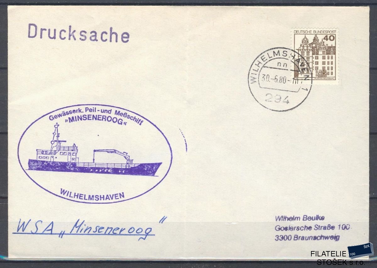 Lodní pošta celistvosti - Deutsche Schifpost - MS Minseneroog