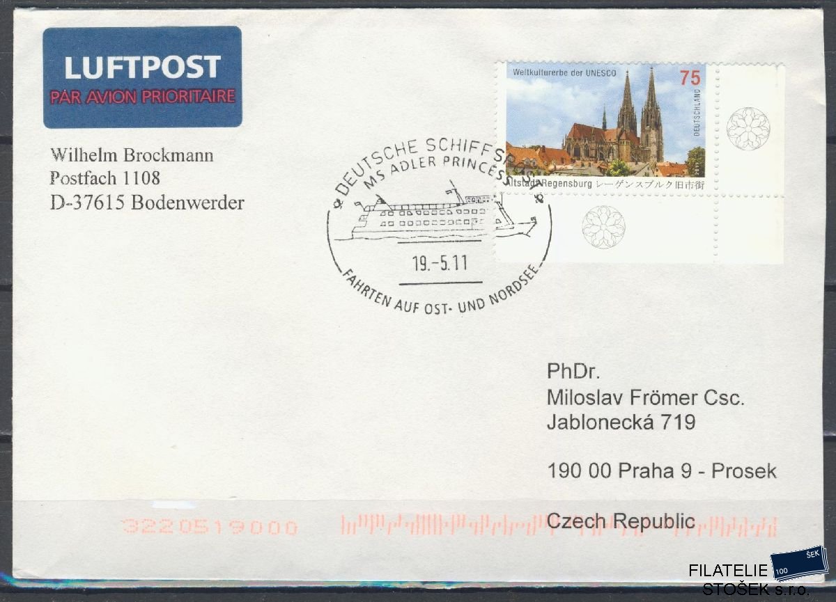 Lodní pošta celistvosti - Deutsche Schifpost - MS Adler Princes