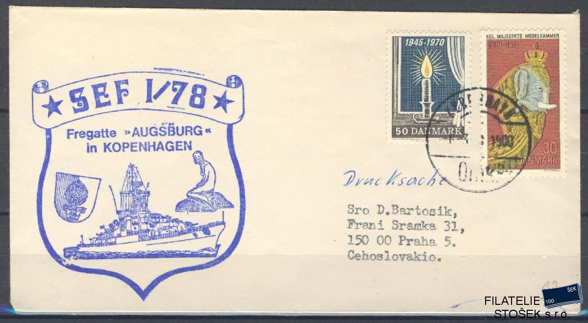 Lodní pošta celistvosti - Deutsche Schifpost - Fregate Augsburg