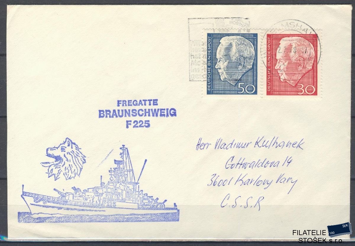 Lodní pošta celistvosti - Deutsche Schifpost - Fregate Braunschweig