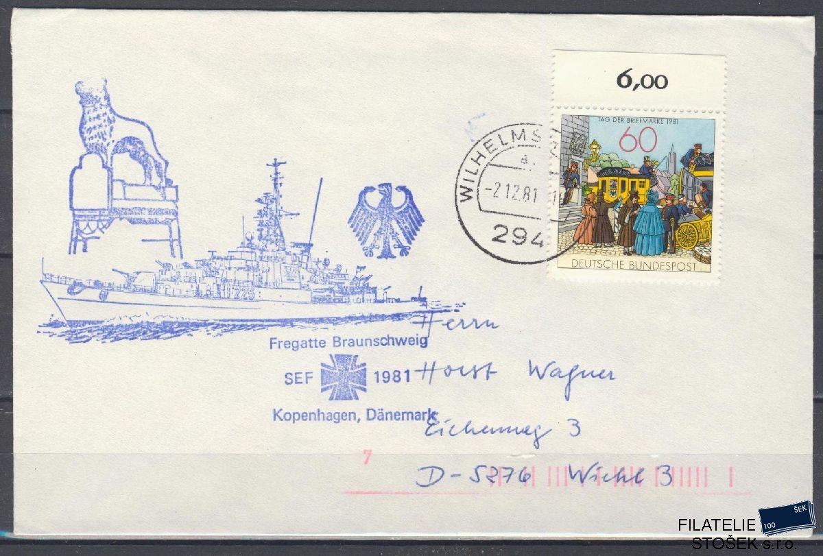 Lodní pošta celistvosti - Deutsche Schifpost - Fregate Braunschweig