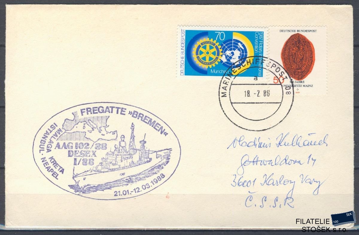 Lodní pošta celistvosti - Deutsche Schifpost - Fregate Brehmen