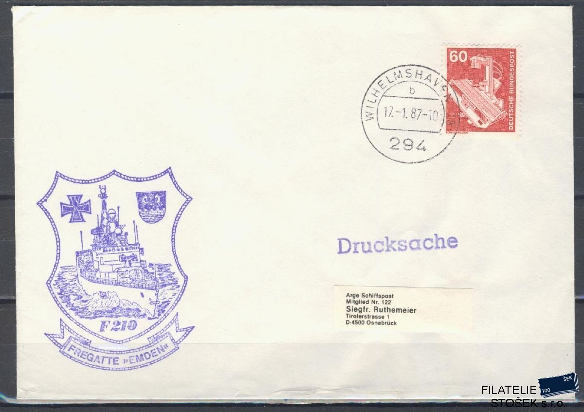 Lodní pošta celistvosti - Deutsche Schifpost - Fregate Emden