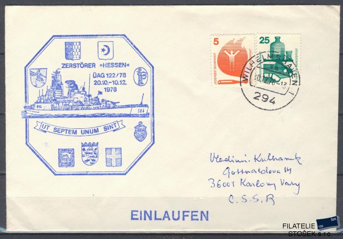 Lodní pošta celistvosti - Deutsche Schifpost - Zerstörer Hessen