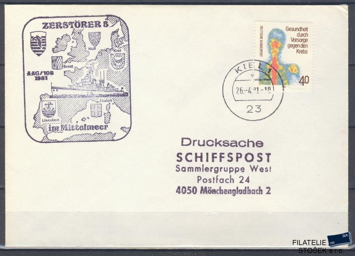 Lodní pošta celistvosti - Deutsche Schifpost - Zerstörer 5