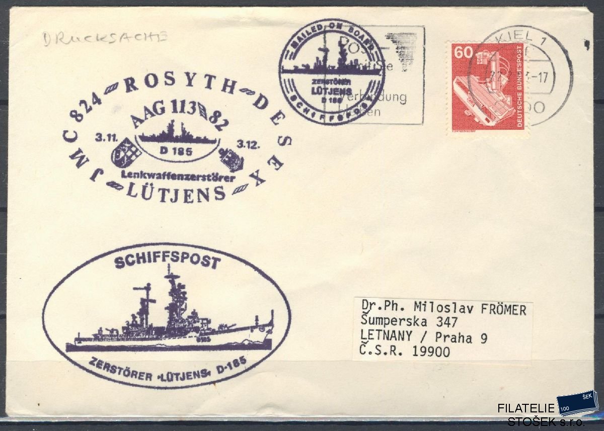 Lodní pošta celistvosti - Deutsche Schifpost - Zerstörer Lütjens