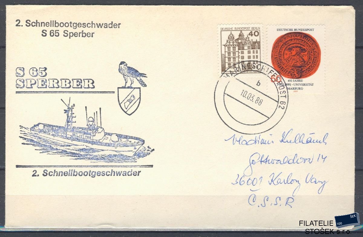 Lodní pošta celistvosti - Deutsche Schifpost - Boot S 65 Sperber