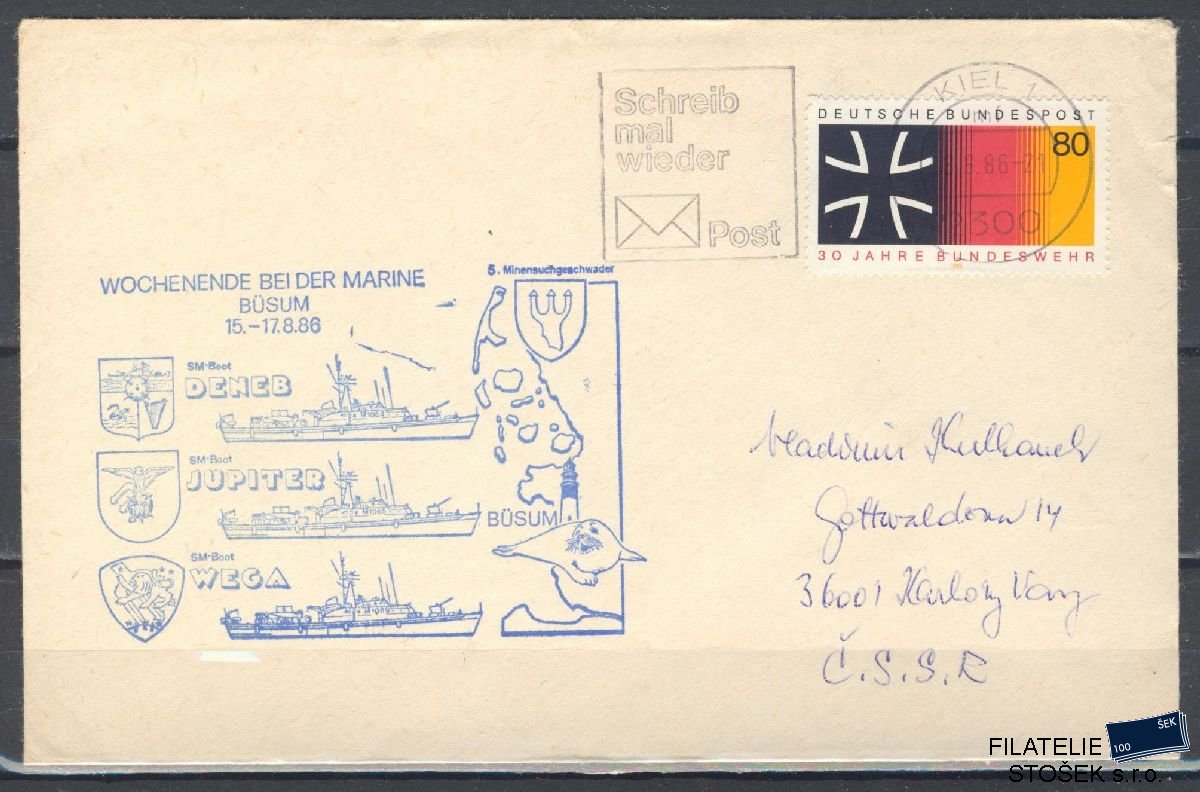 Lodní pošta celistvosti - Deutsche Schifpost - Boot Deneb, Jupiter, Wega