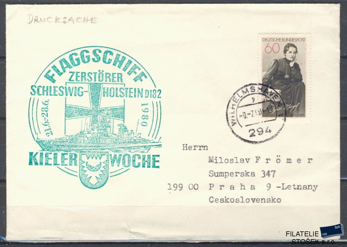 Lodní pošta celistvosti - Deutsche Schifpost - Zerstörer Schleswig Holstein
