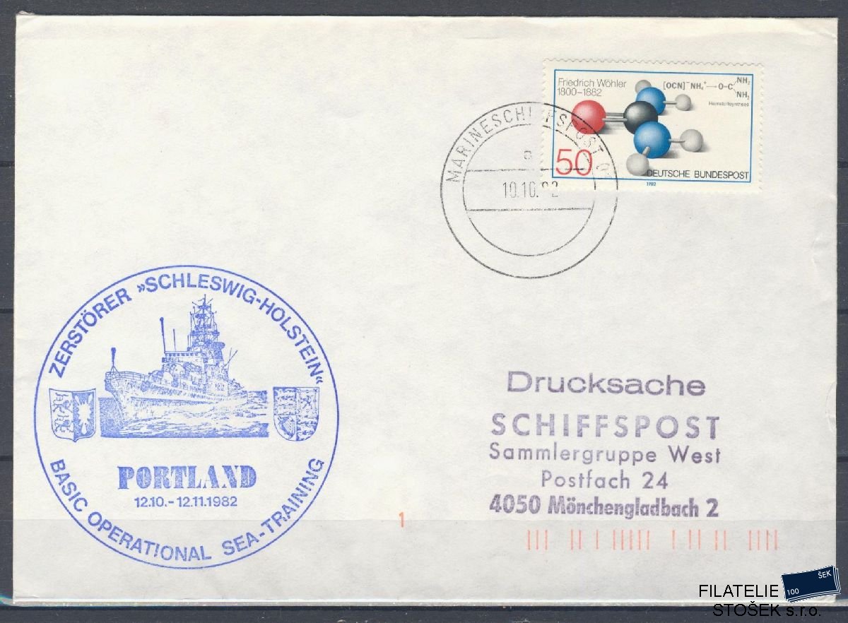 Lodní pošta celistvosti - Deutsche Schifpost - Zerstörer Schleswig Holstein