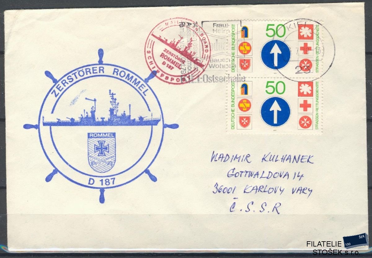 Lodní pošta celistvosti - Deutsche Schifpost - Zerstörer Rommel