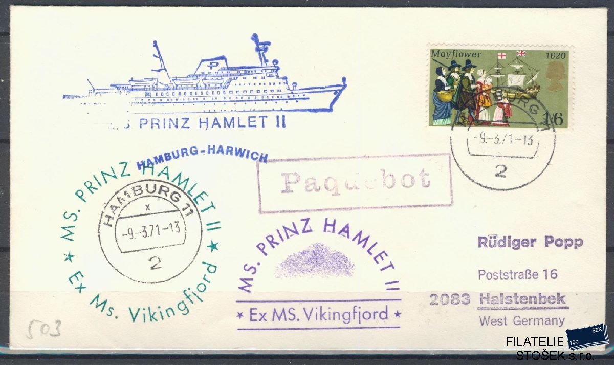 Lodní pošta celistvosti - Deutsche Schifpost - MS Prinz Hamlet