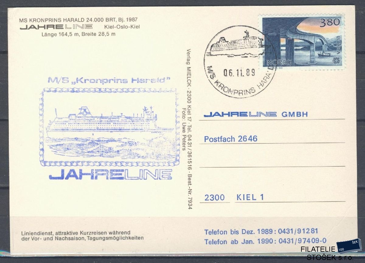 Lodní pošta celistvosti - Deutsche Schifpost - MS Kronprins Harald