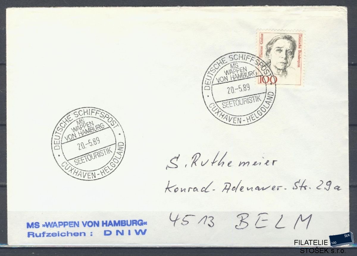 Lodní pošta celistvosti - Deutsche Schifpost - MS Wappen von Hamburg