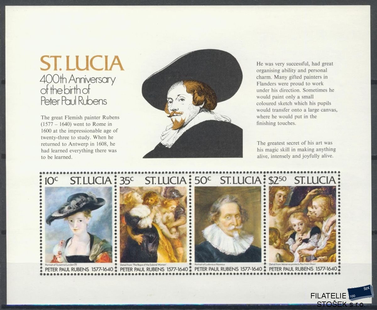 St.Lucia známky Mi 0427-30 - Bl.13