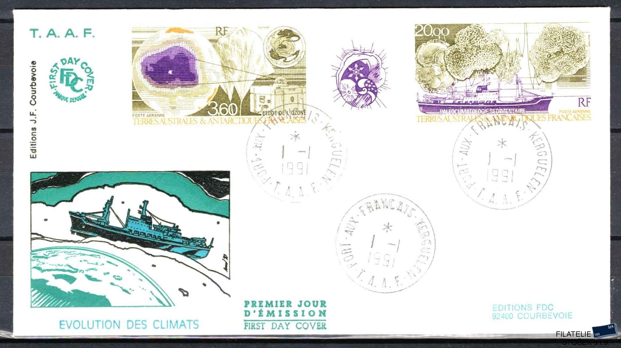 Antarktida francouzská známky Mi 0277-8 razítko Iles Kerguelen