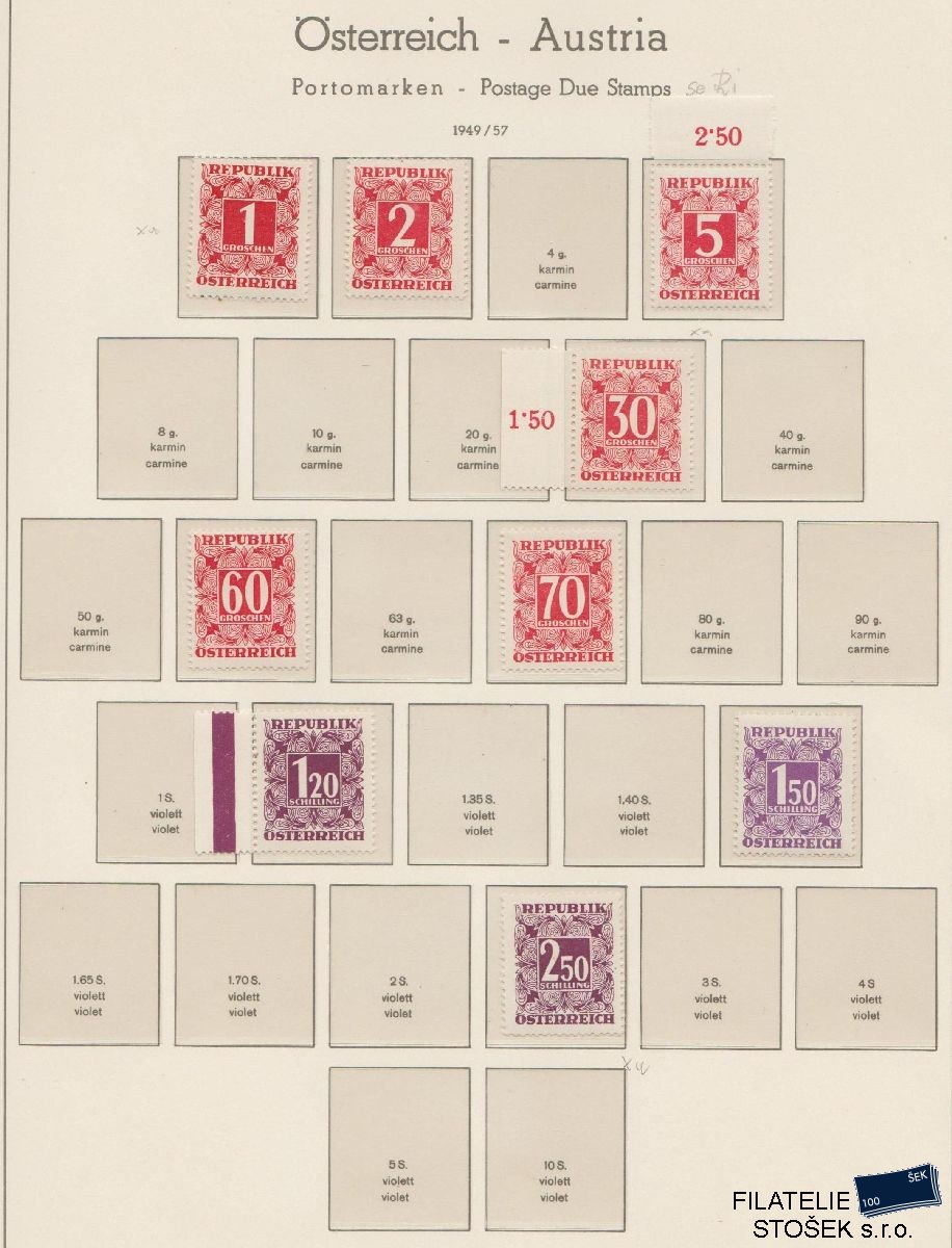 Rakousko známky Mi P 232-259  - Sestava
