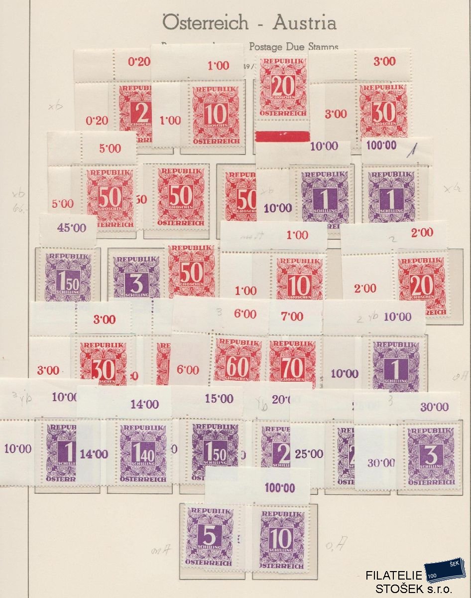 Rakousko známky Mi P 232-259  - Sestava