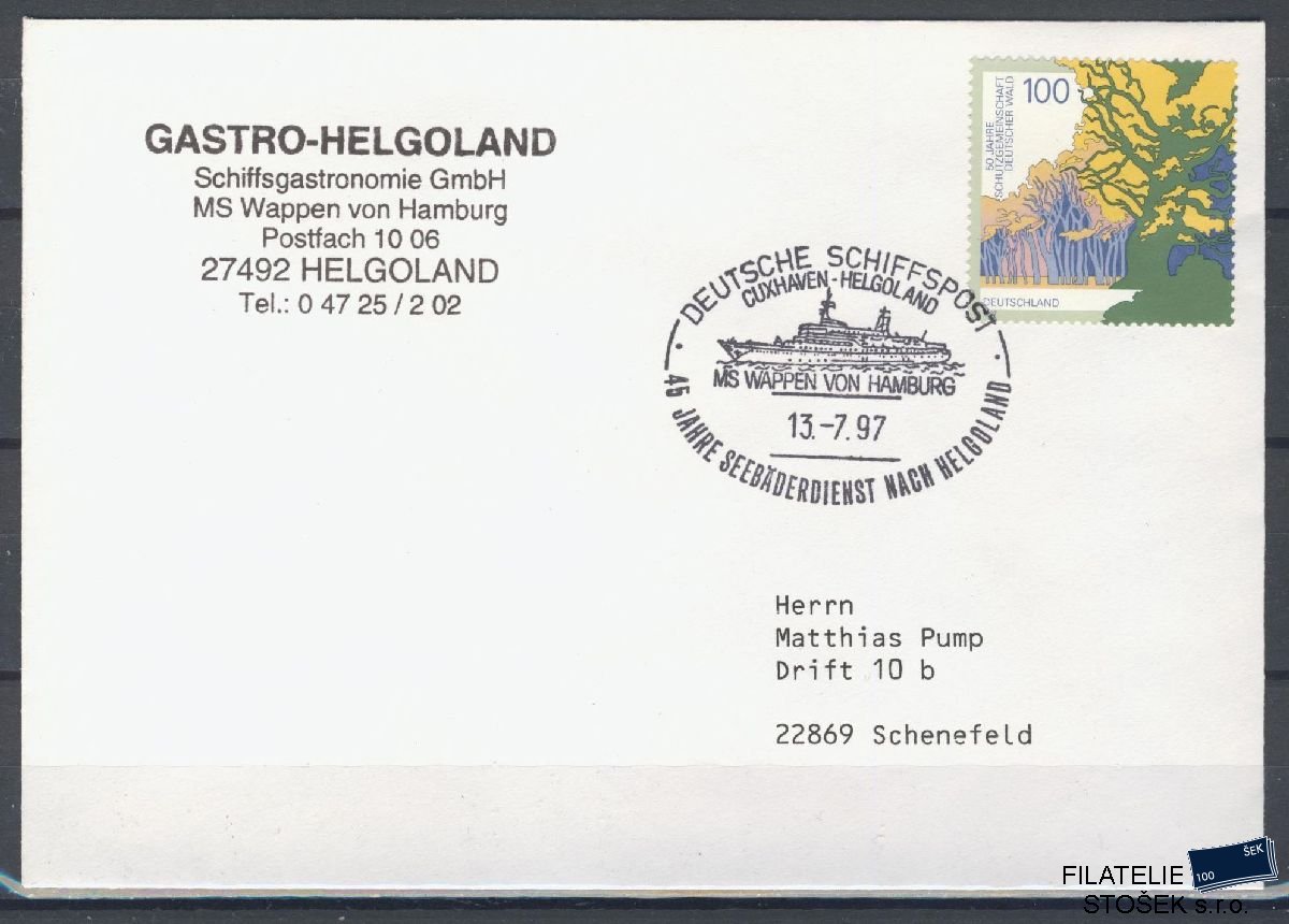 Lodní pošta celistvosti - Deutsche Schifpost - Wappen von Hamburg